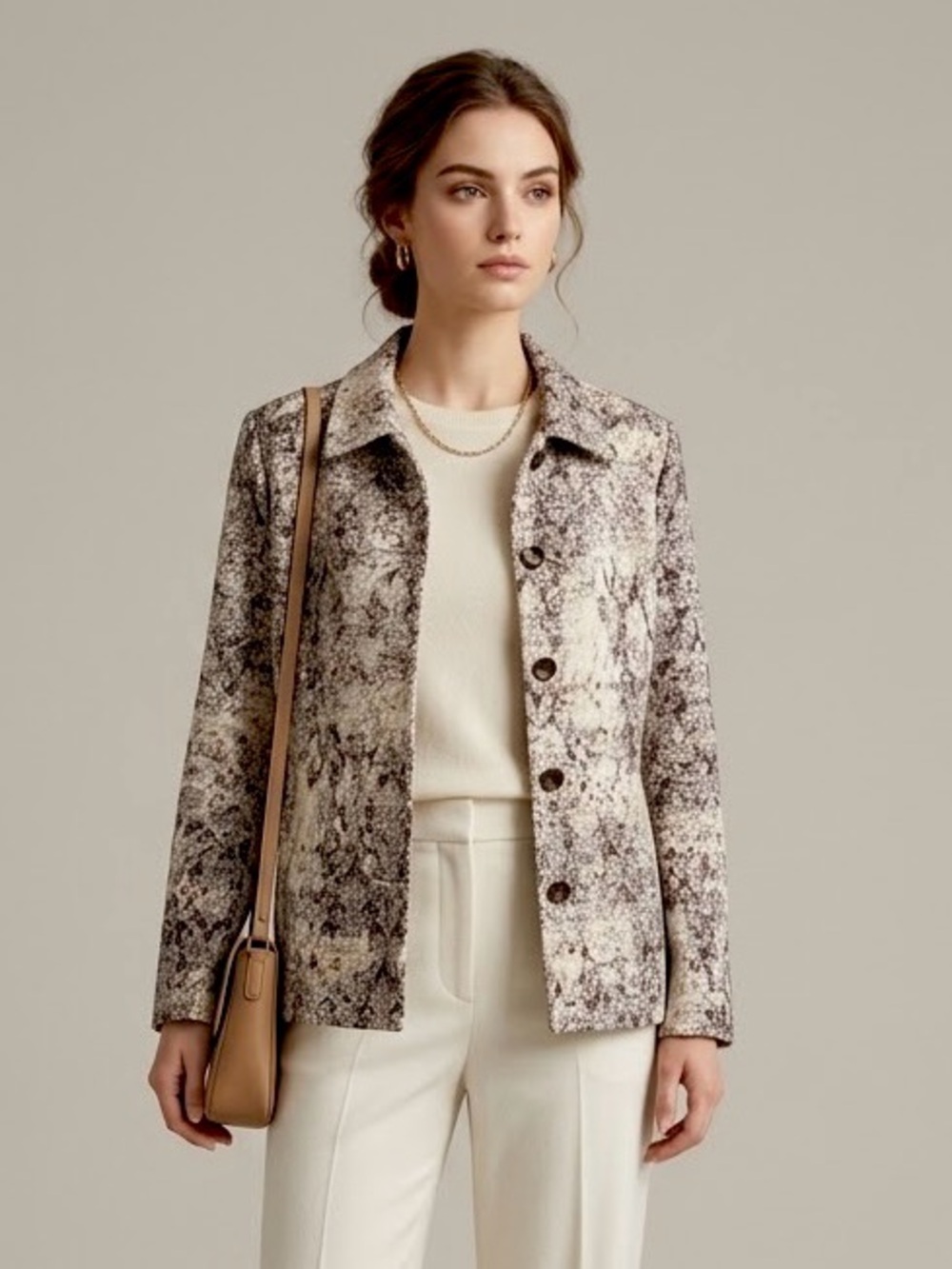 Christopher & Banks Vintage Tapestry Art Abstract Textured Button-Down Jacket L